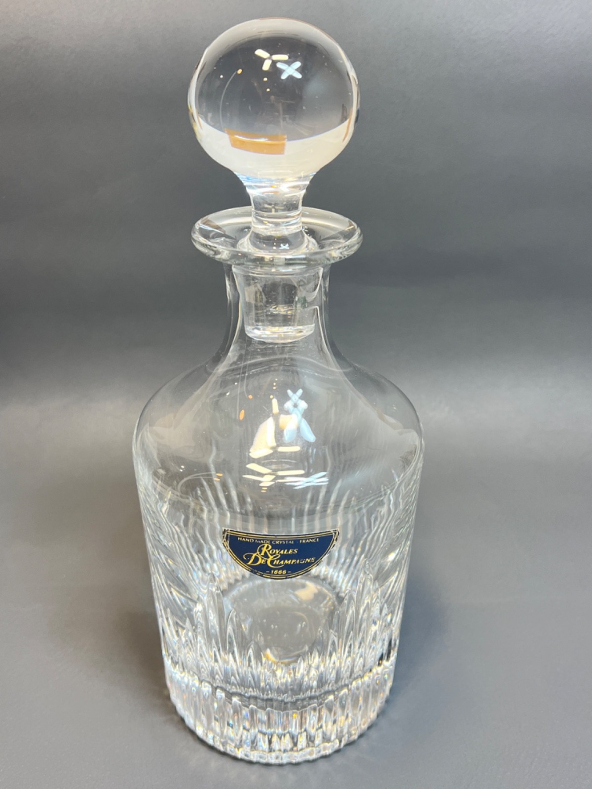 Vintage France Royales de Champagne Cut Crystal Whisky Decanter Bottle Rising