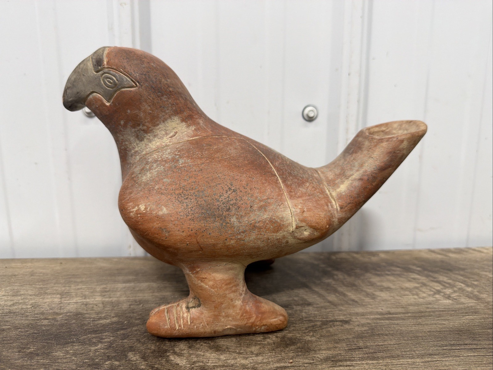 Vintage Large Parrot Bird Mexican Terra Cotta Art Pottery Water Vessel Vase