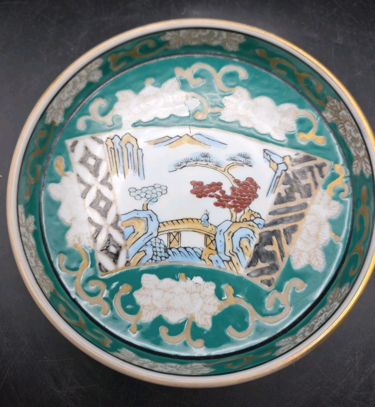 Vintage Gold Imari Hand Painted Trinket Dish Japanese Vintage Gold Imari Hand Painted Trinket Dish Japanese