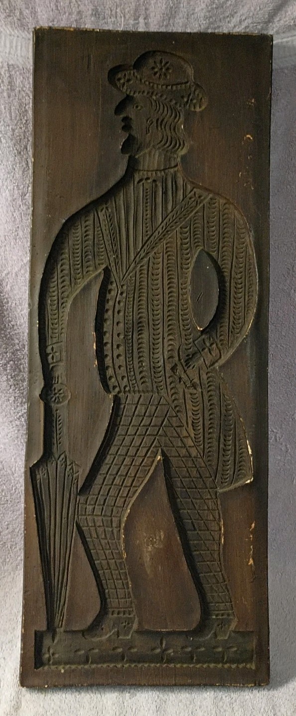 Vintage Dutch Speculaasplank Cookie Mold Carved Folk Art Board 10.5