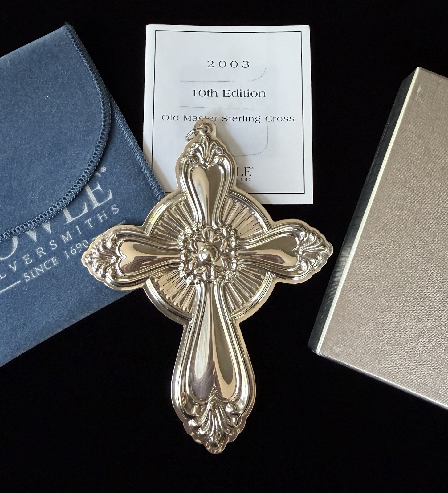 2003 TOWLE 10th Edition Sterling Silver Christmas Cross Ornament Pendant w/Box