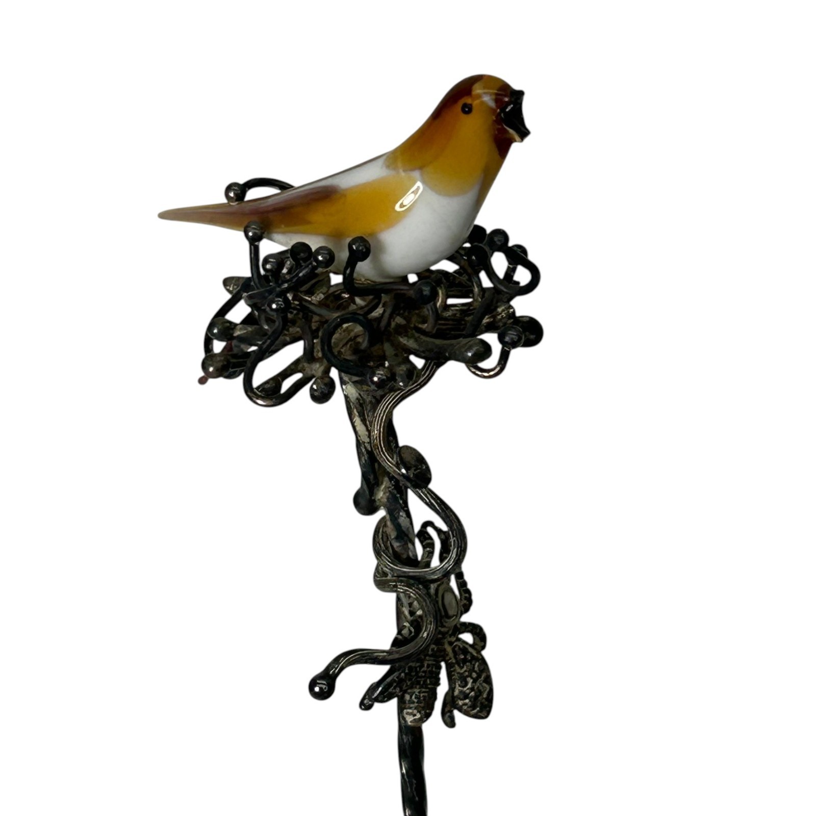 Mini Glass Western Tanager Bird in  Nest Hand-blown Decorative
