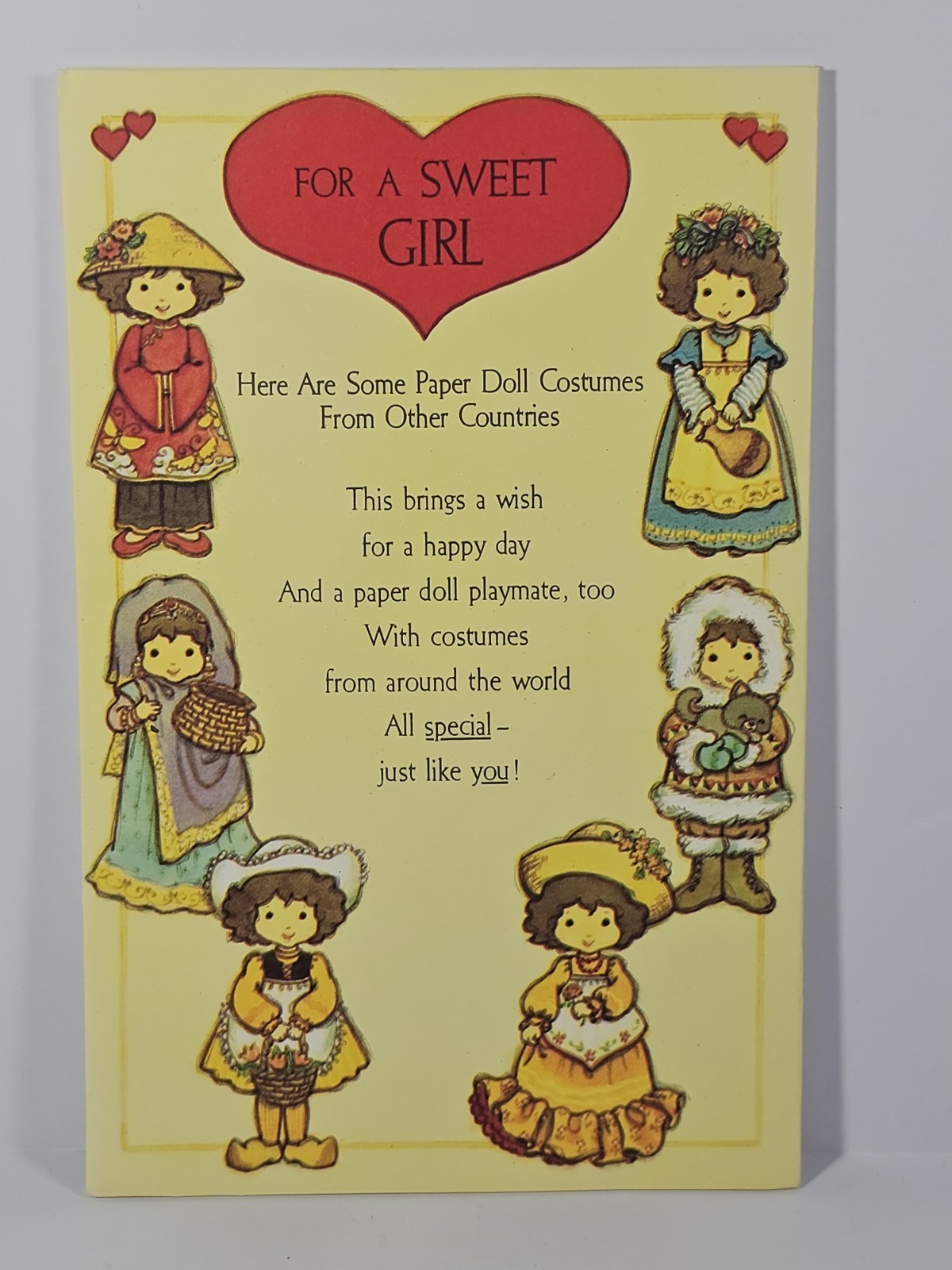 VTG 1980 American Greetings Girl Birthday Card Costumes Ofvthe World Press...