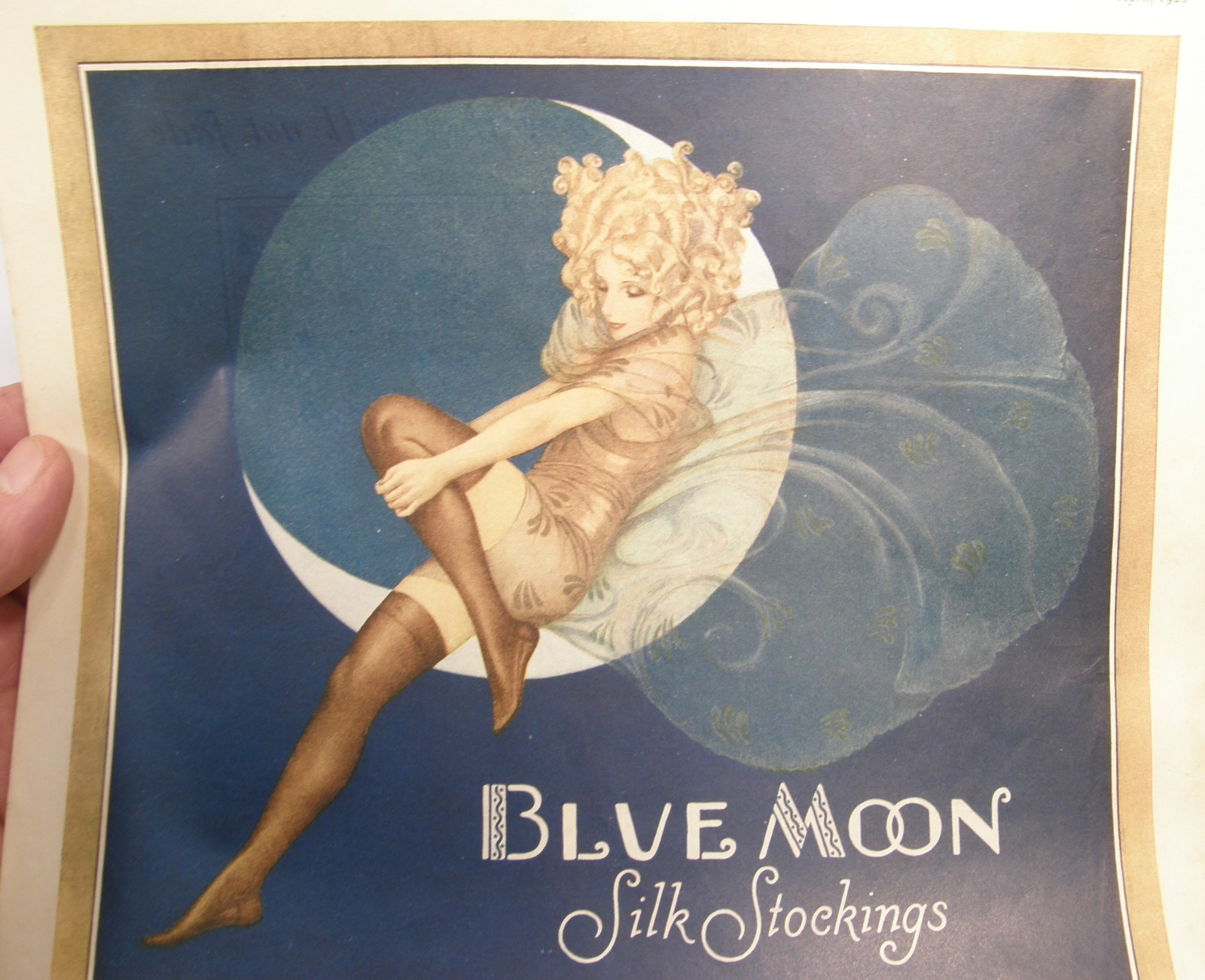 ORIGINAL 1926 PRINT AD GUSTAF TENNGREN BLUE MOON SILK STOCKINGS FLAPPER PIN-UP