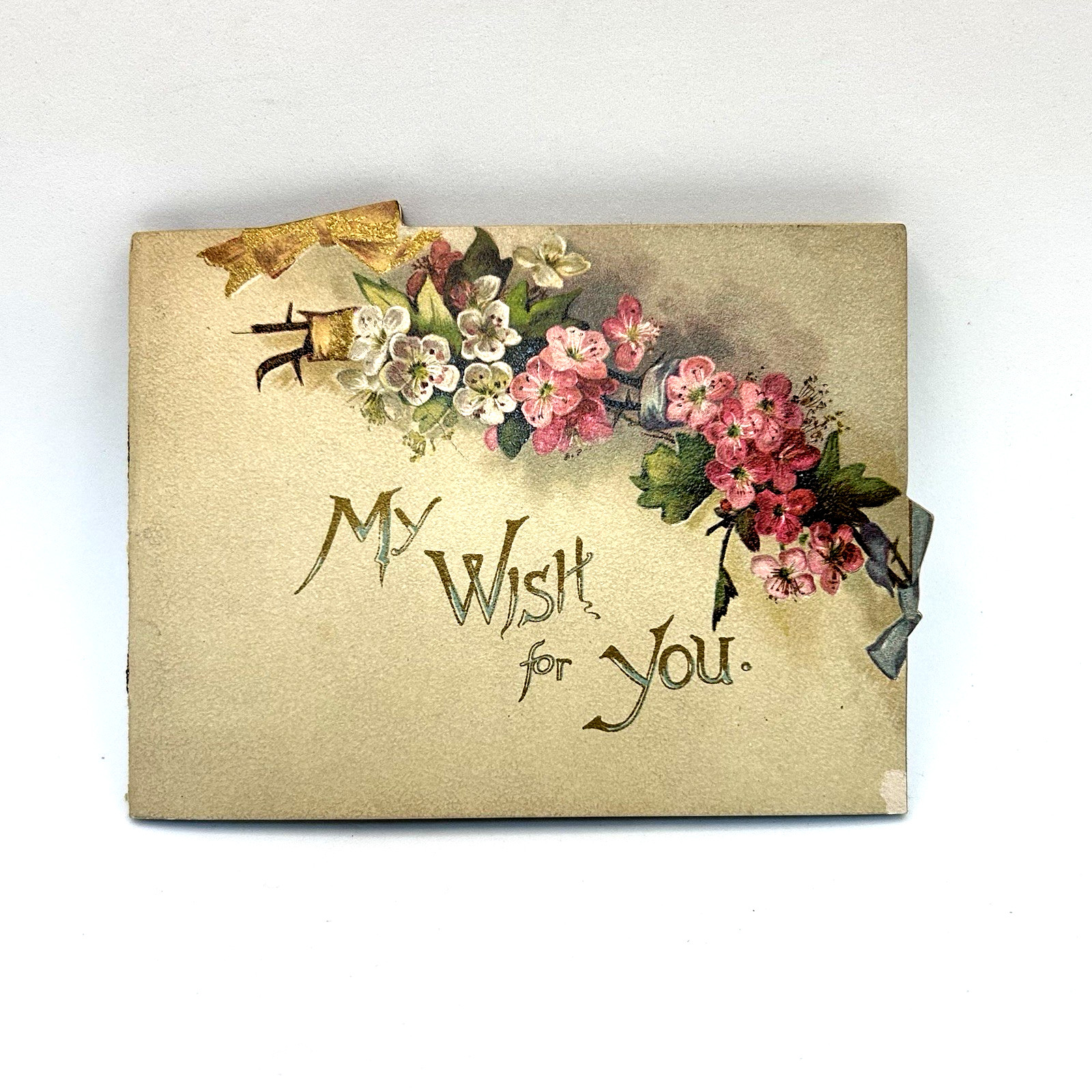 Antique Ernest Nister E.P. Dutton Greeting Booklet Printed in Bavaria 1890s Poem