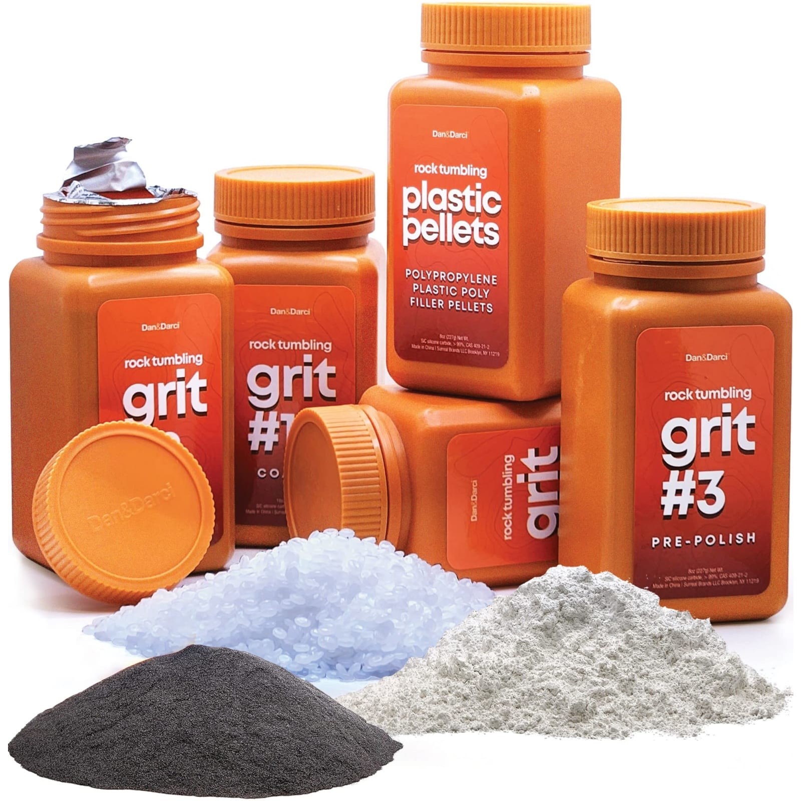 Dan&Darci Rock Tumbler Grit Refill Kit 3.5 lb 4-Step Grit Plastic Pellets