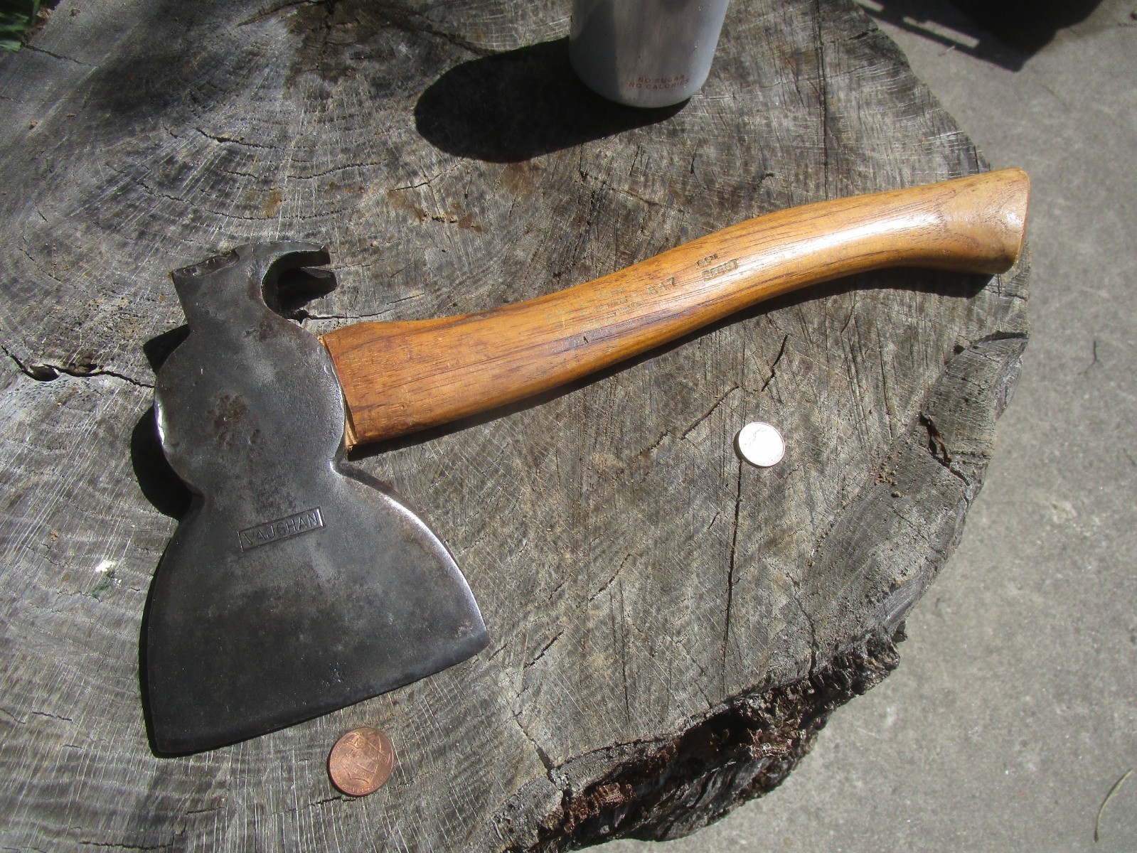 Vintage VAUGHAN Carpenters Broad Hatchet With Claw Nail Pullers   Unusual Design