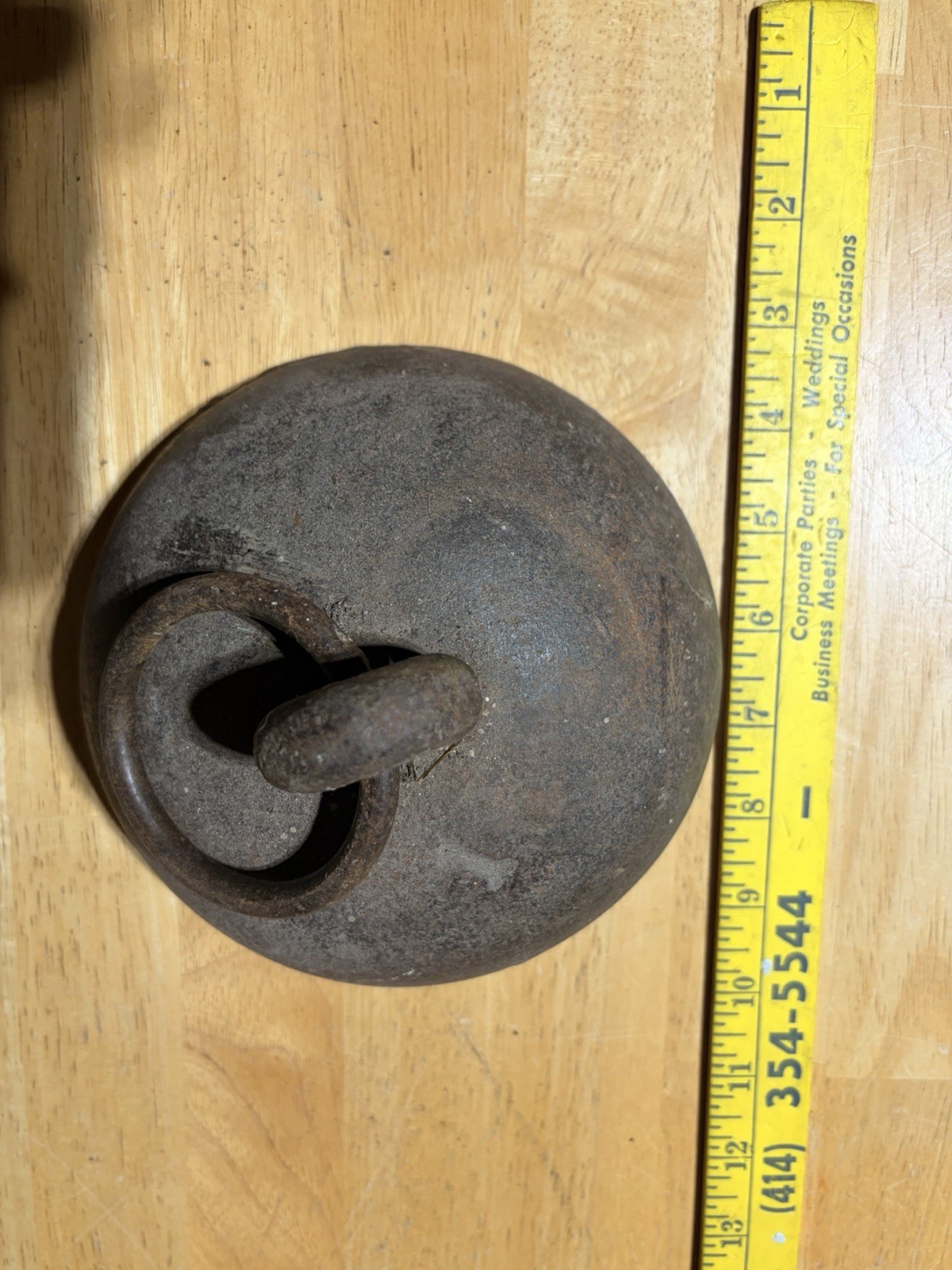 Antique Heavy Cast Iron Dome Weight w/ Lifting Ring Vintage Industrial Farm