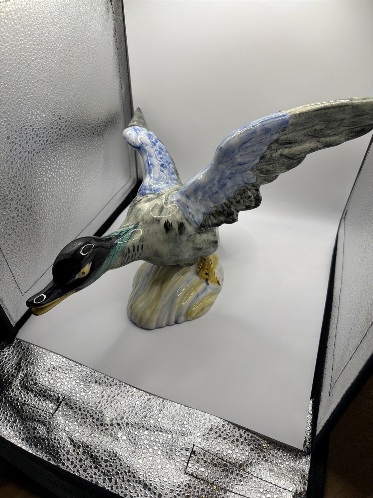 Rare Stangl Flying Mallard Duck Bird Pottery 3443 Ceramic Figurine Bird 13” Wide