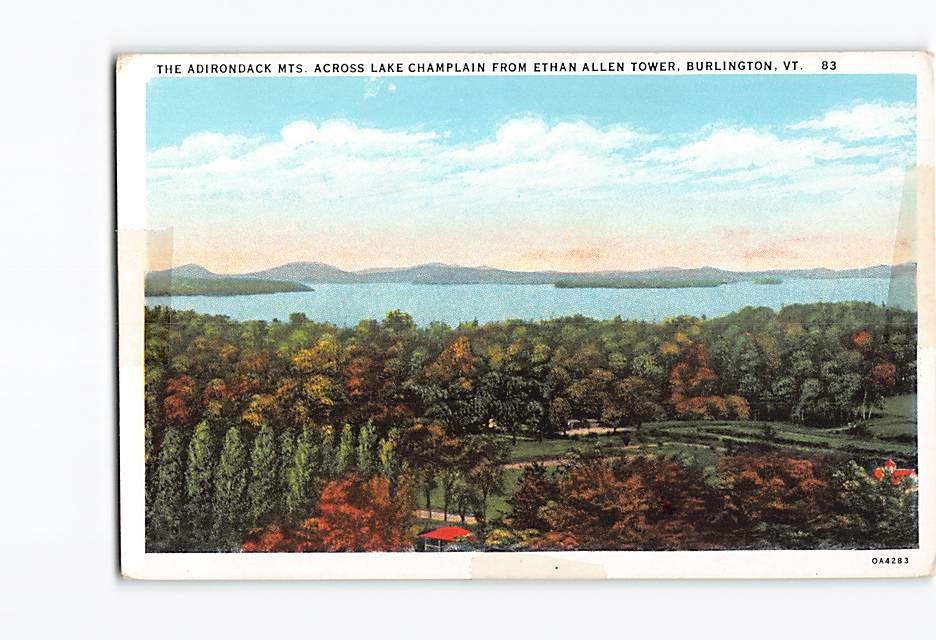 Postcard The Adirondack Mts. Across Lake Champlain From Ethan Allan Tower VT USA