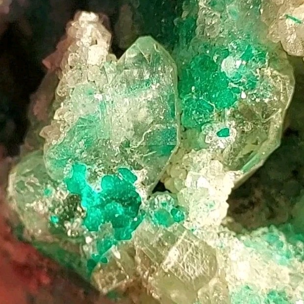 LARGE RARE DIOPTASE INCLUDED QUARTZ, CHRYSOCOLLA, CALCITE CONGO DRC