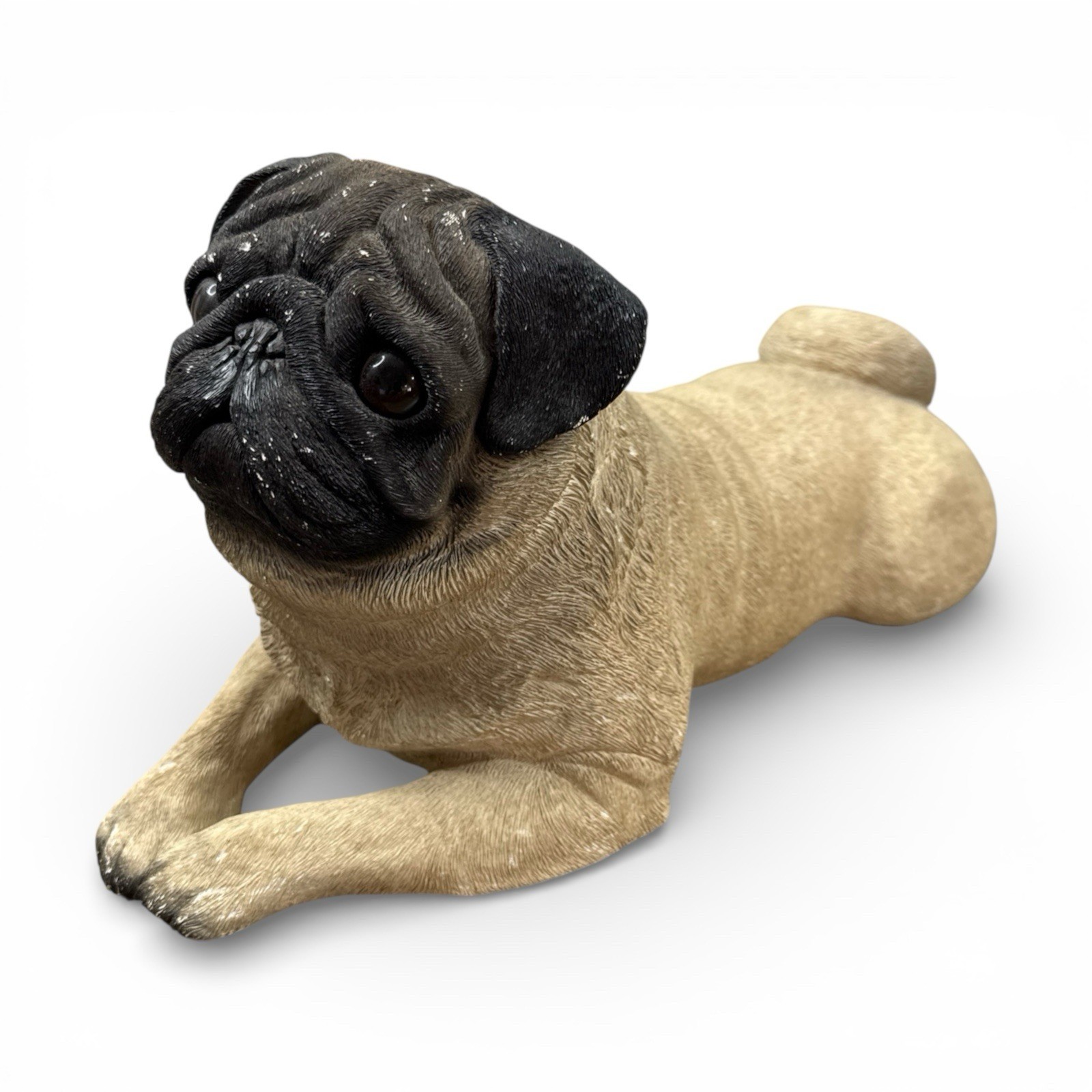 Vintage Sandicast Pug Dog Puppy Laying Life Size Large 17\