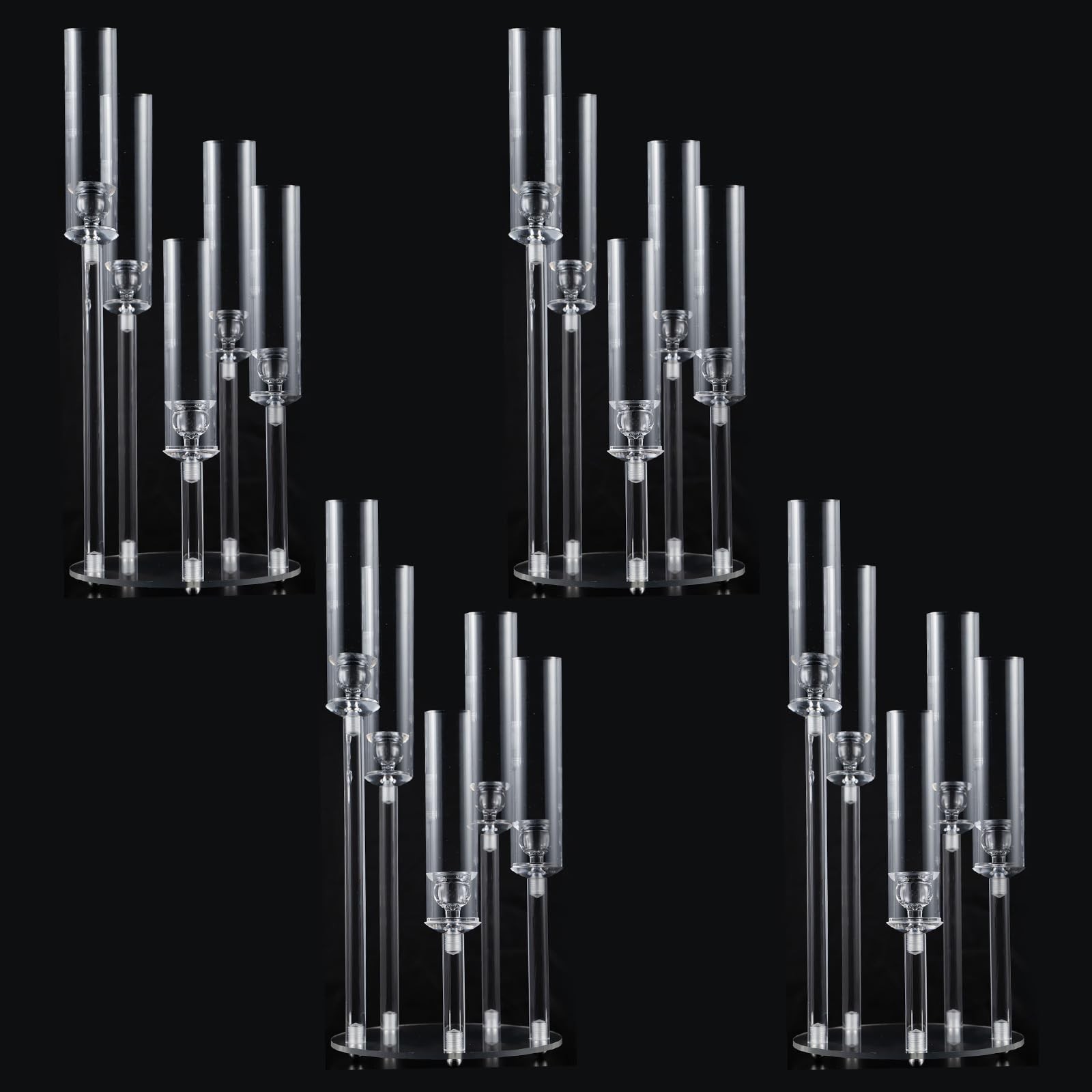 4PCS 5 Arm Clear Acrylic Candelabra Wedding Centerpiece