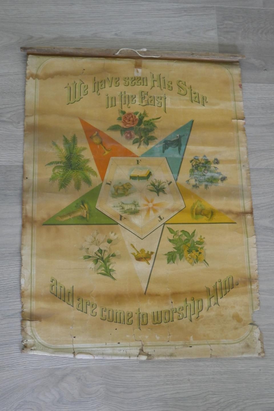 Original 1879 Masonic Banner 23 x 31 Order Of Eastern Star