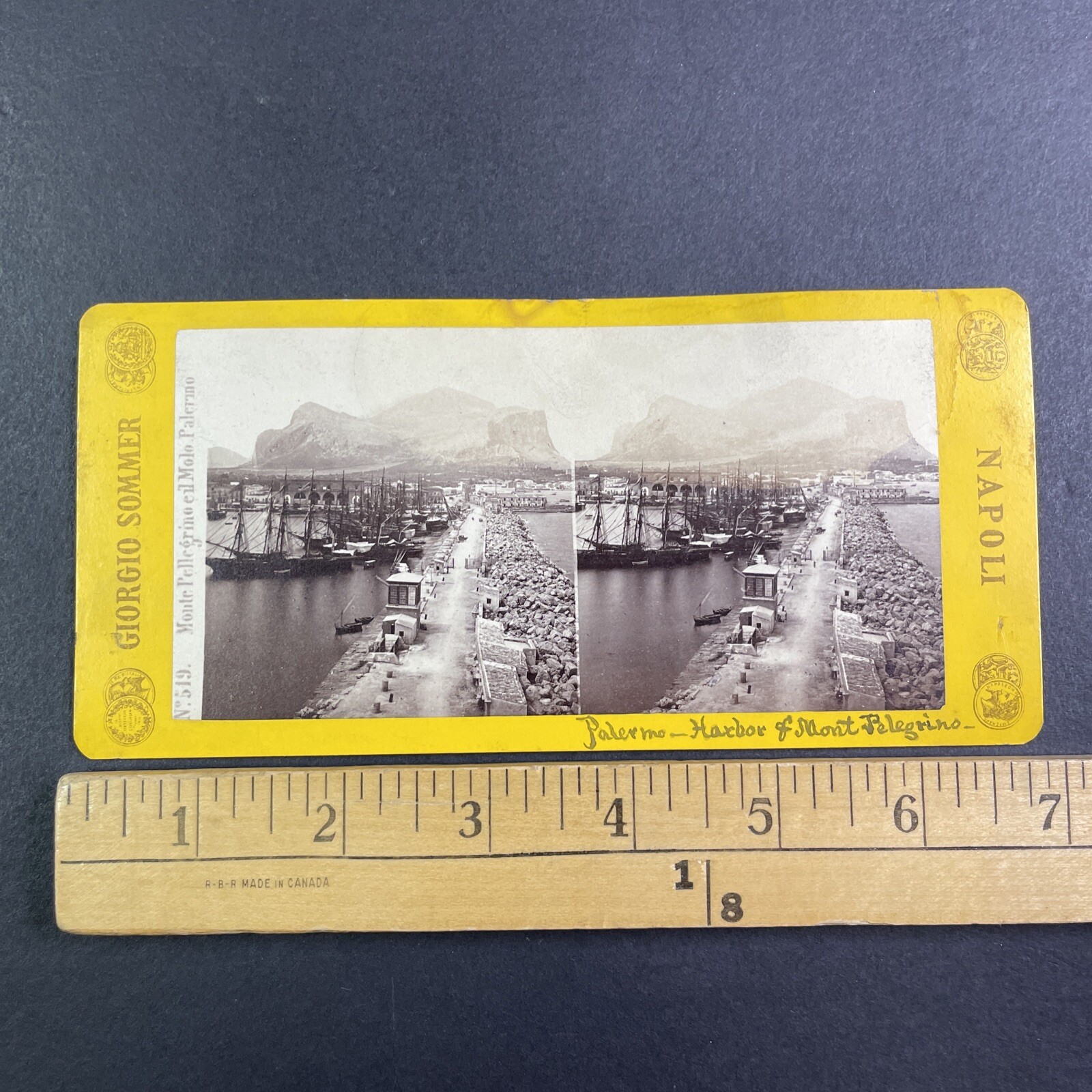 Palermo Harbor Stereoview Giorgio Sommer Italy 1870s Antique Nautical