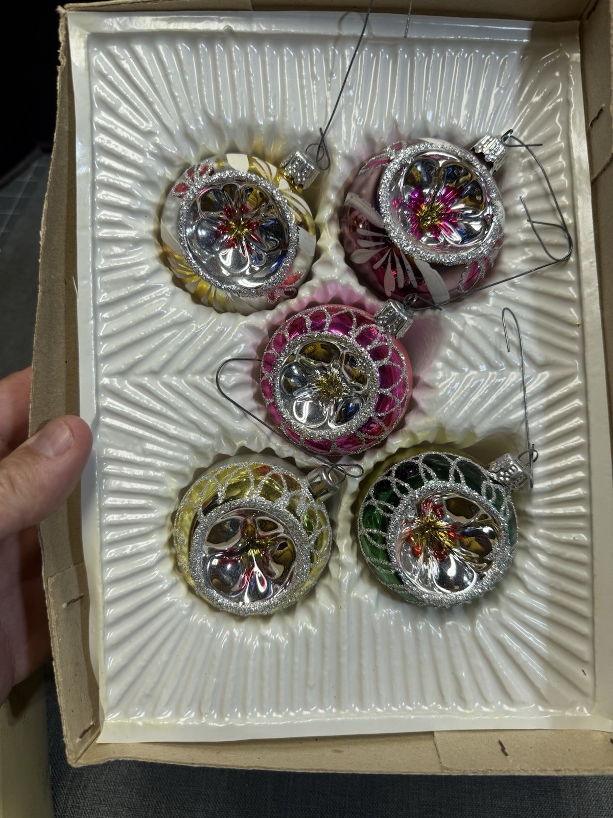 lot of 5 vintage glass ornaments #4