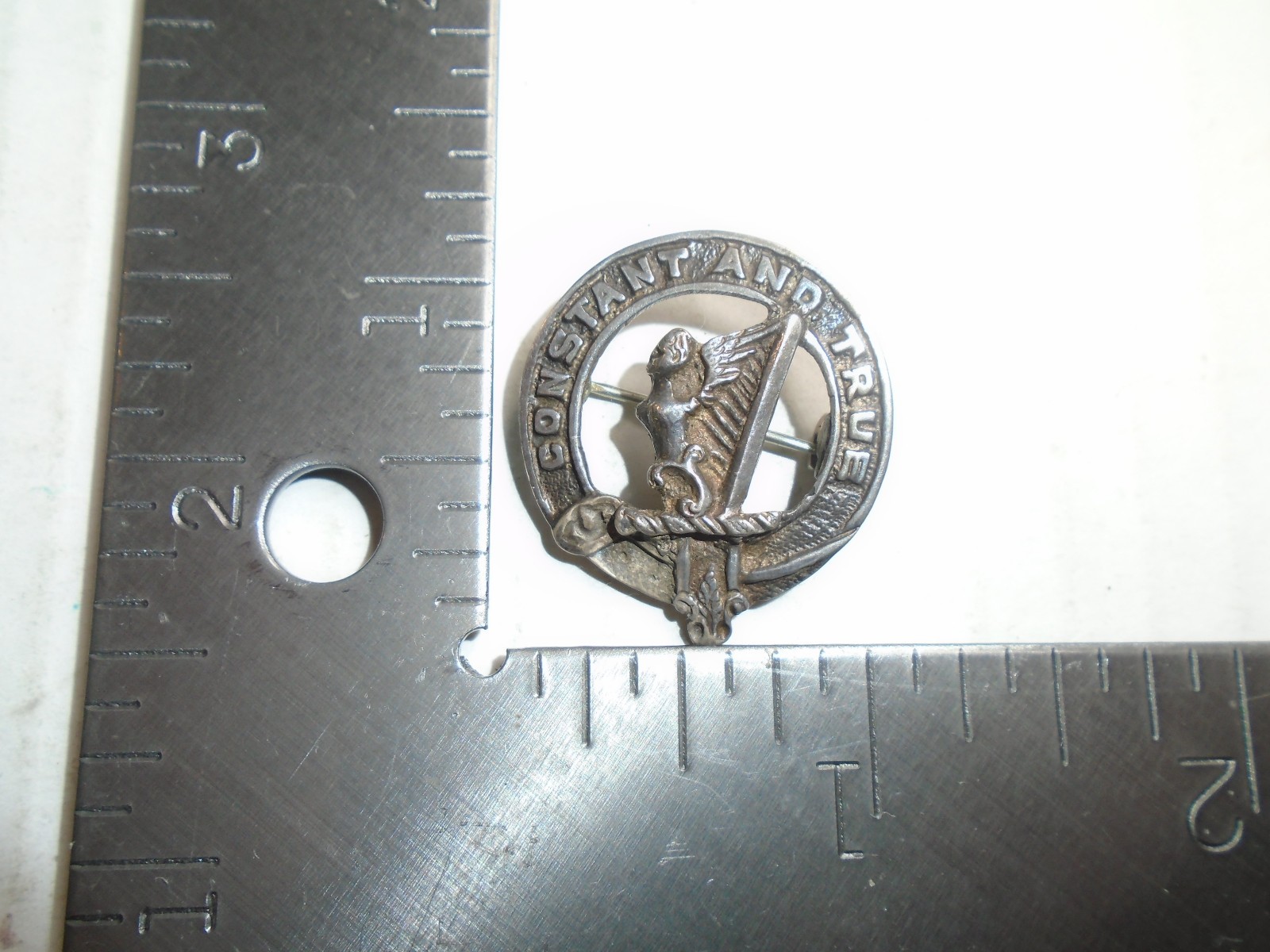 Original 1952 Edinburgh Sterling Silver Clan Rose Scottish Crest Pin