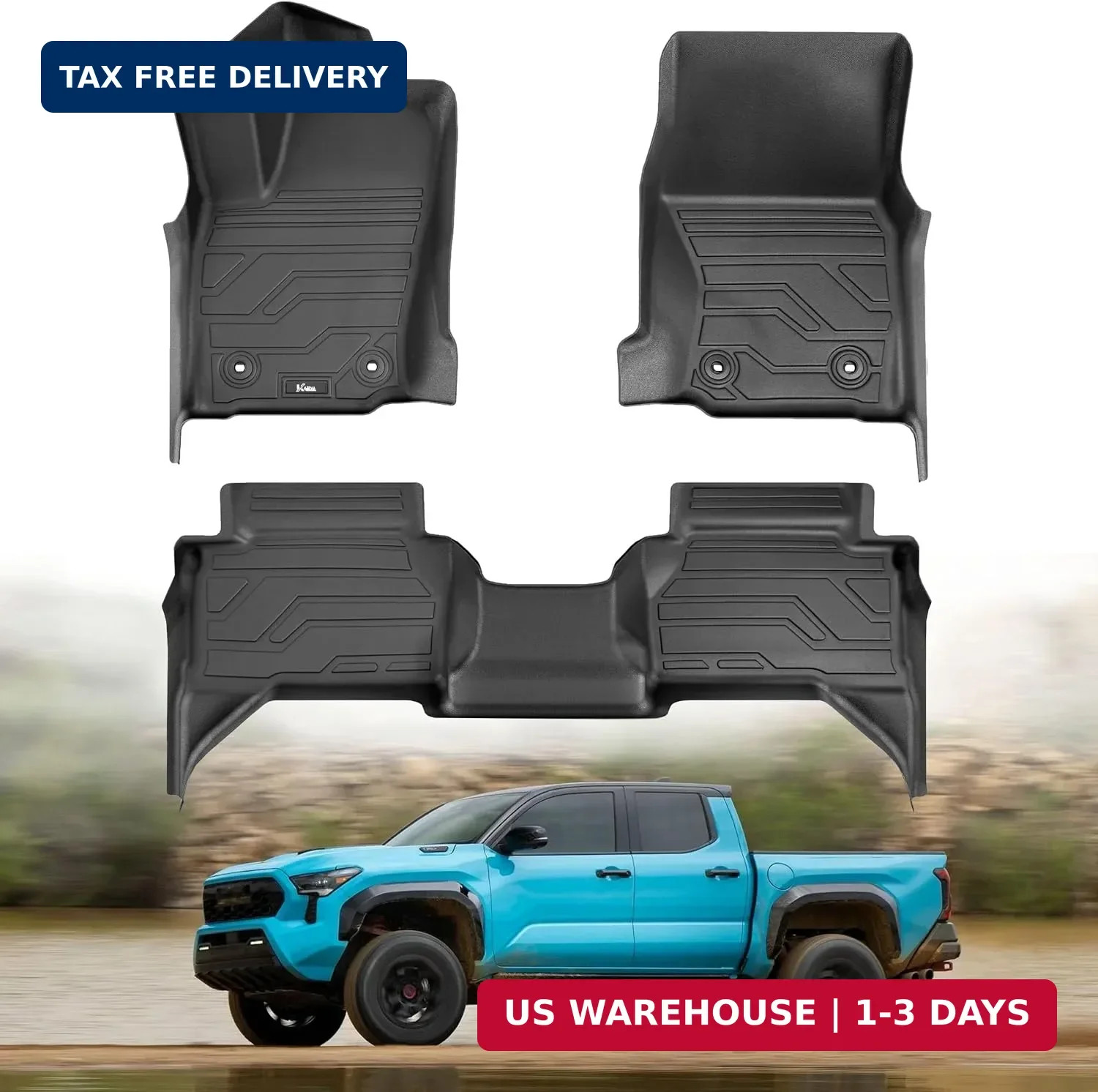 Floor Mats Fit for Toyota Tacoma 2024-2026 Double Cab Auto Trans (Not Hybrid), C