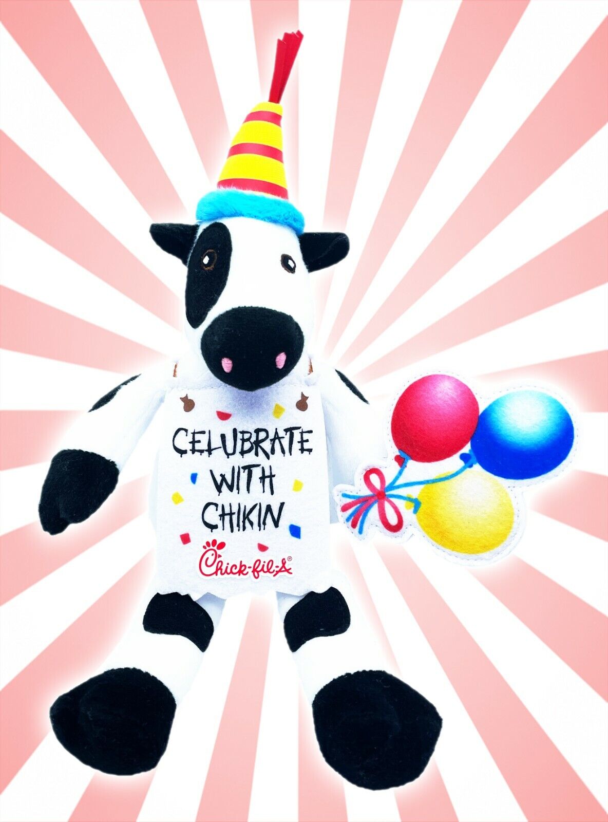 Chick-fil-A Plush Cow 🎈Doll Toy Birthday Party Celubrate With Chikin 7\