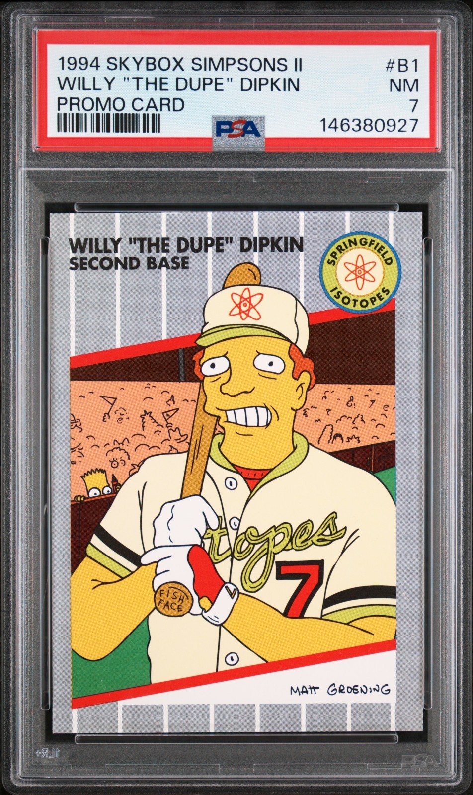 1994 SkyBox Simpsons Promo B1 Willy Dipkin PSA 7 NM Bill Ripken Fish Face Parody 1994 SkyBox Simpsons Promo B1 Willy Dipkin PSA 7 NM Bill Ripken Fish Face Parody