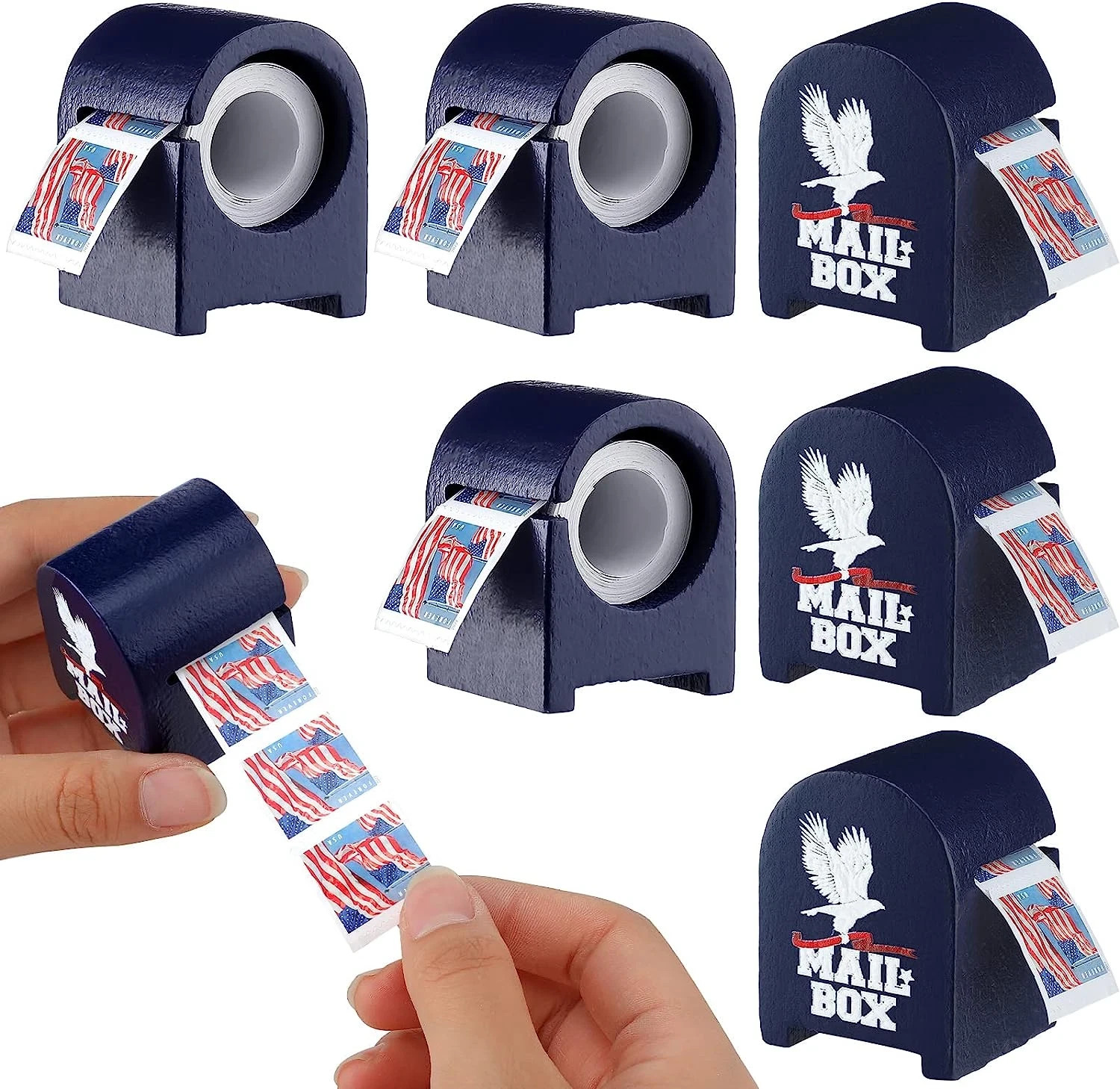 6 Pcs Wooden Stamp Roll Dispenser Wood Postage Stamp Dispenser for Roll of 100 H