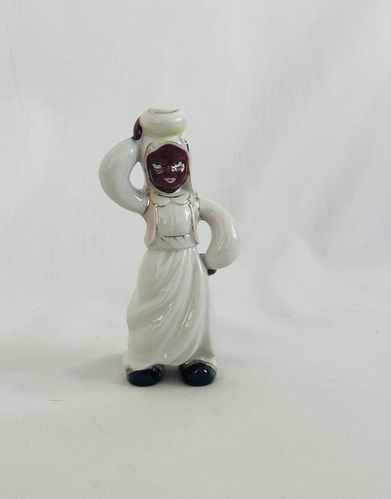 Vintage Porcelain Woman Girl Figurine Occupied Japan Hand Painted Basket Genie