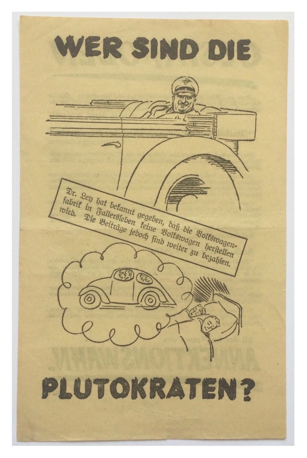 Original WW2 British Aerial Leaflet. - Code EH.333 - 1940 - Volkswagen Beetle