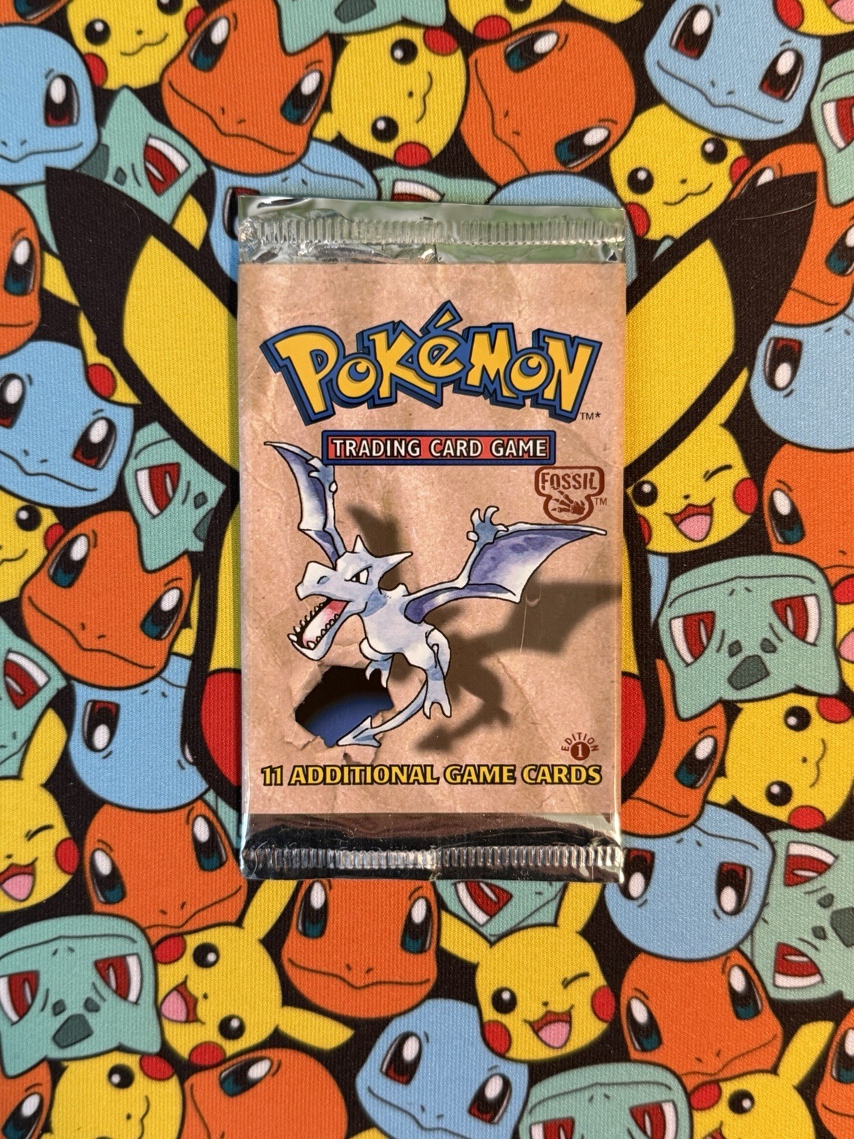 EMPTY Pokemon TCG 1st Edition Fossil Booster Pack Aerodactyl Art ( No Cards)
