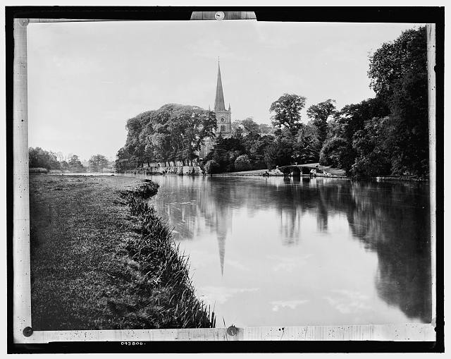 Photo:Stratford-on-Avon England Trinity Church River View 1900s