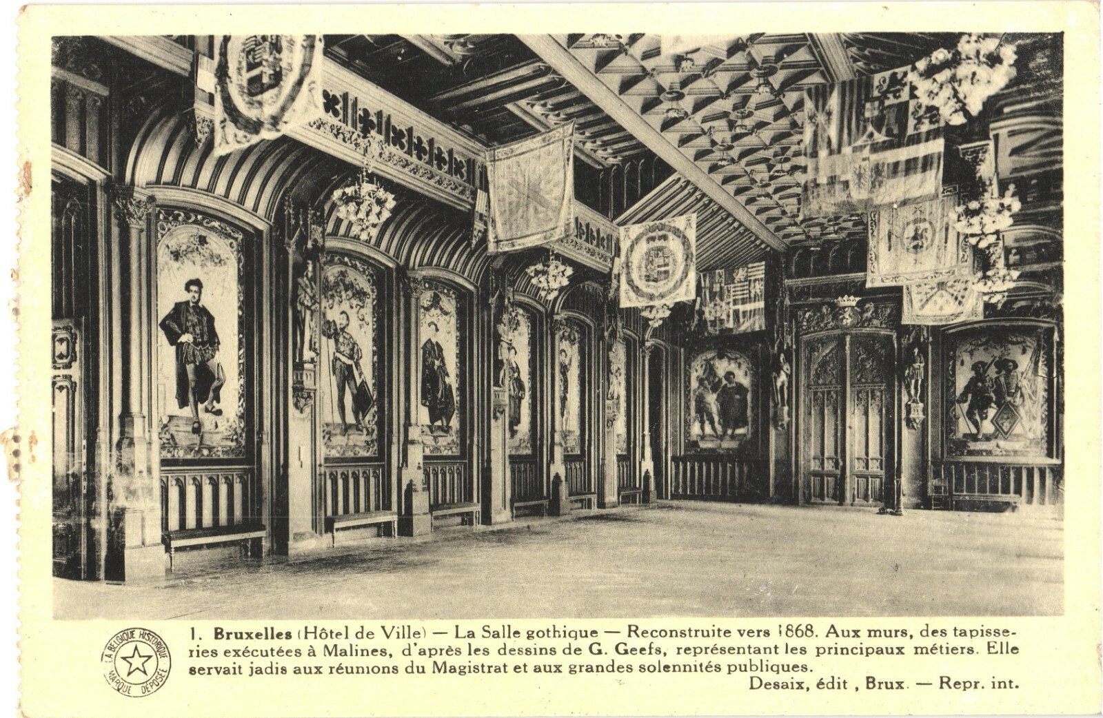 Brussels Belgium Gothic Hall Hôtel de Ville Town Hall Divided Back Postcard