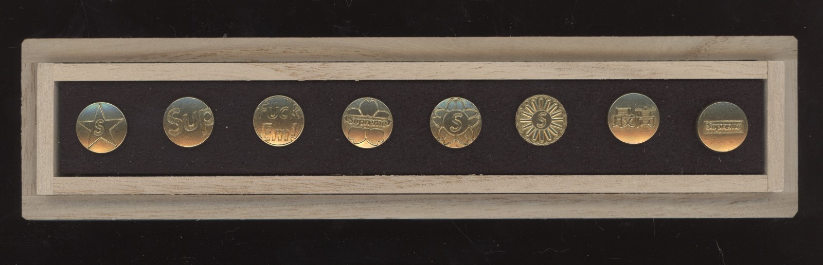 2024 FW24 SUPREME x CDW Brass PUSH PIN SET of 8 with Wooden BOX Made in JAPAN