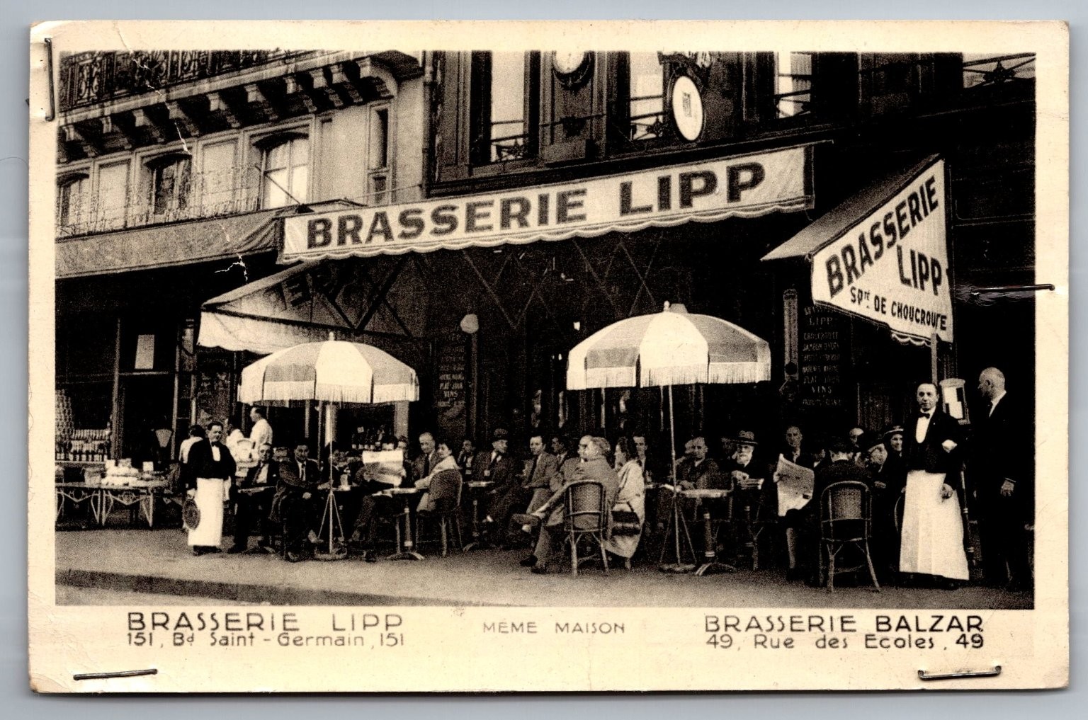 Vintage RPPC Brasserie Lipp Paris France 1953 Postcard Balzar Cafe Vintage RPPC Brasserie Lipp Paris France 1953 Postcard Balzar Cafe