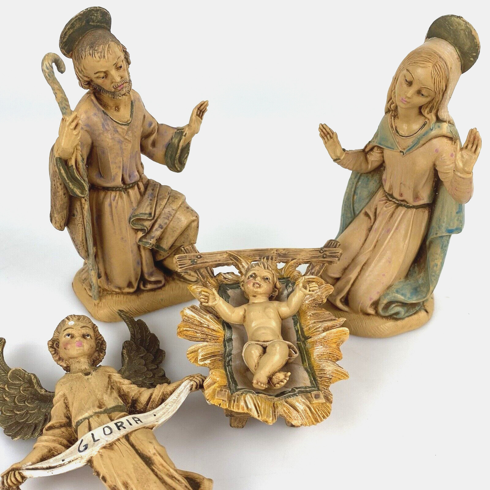 FONTANINI MARY JESUS JOSEPH ANGEL Nativity Lot 4 Depose Italy 4.5\
