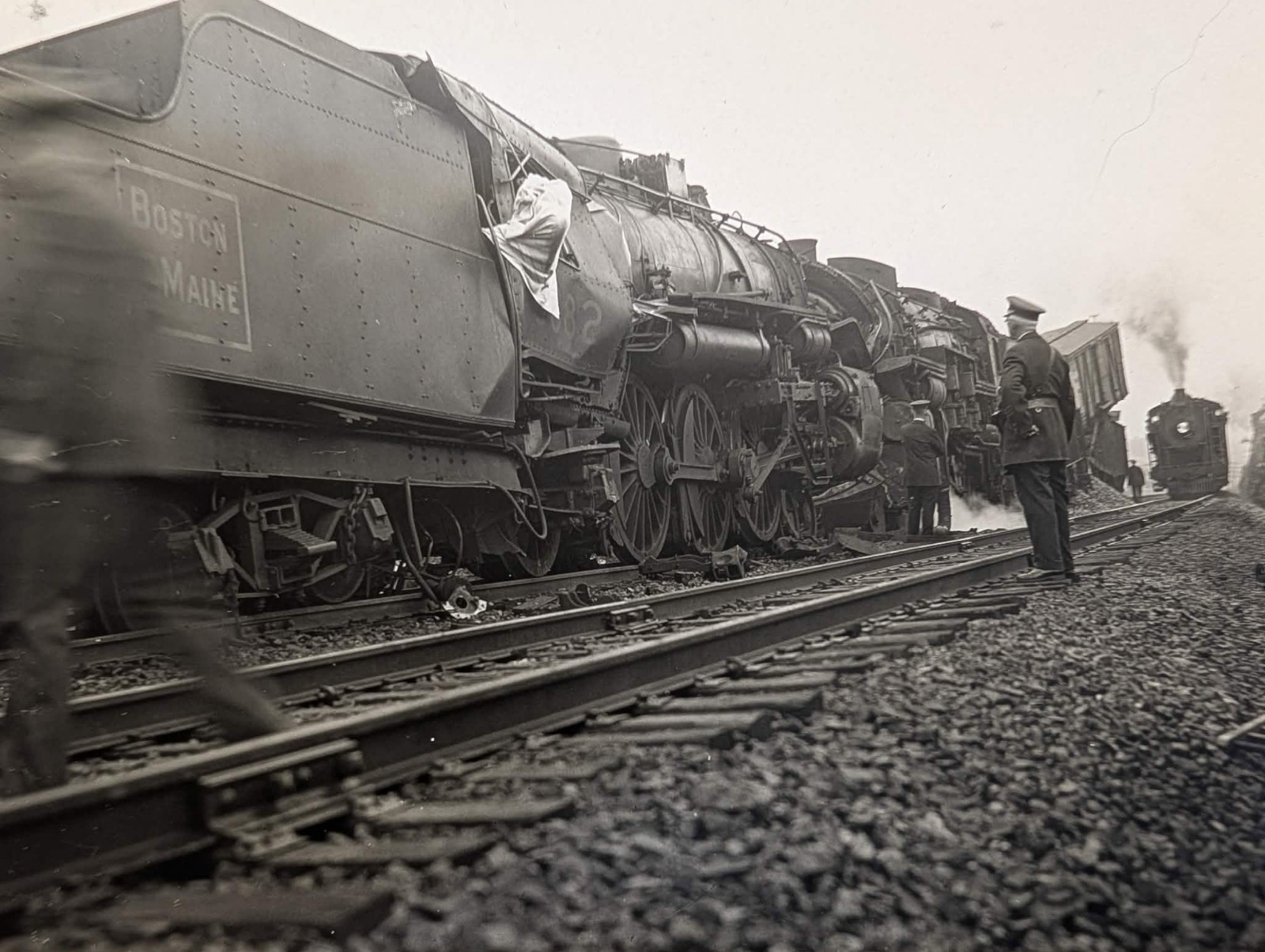 1929 Andover MA Boston Maine Railroad Steam Train Wreck Glass Negative OOAK