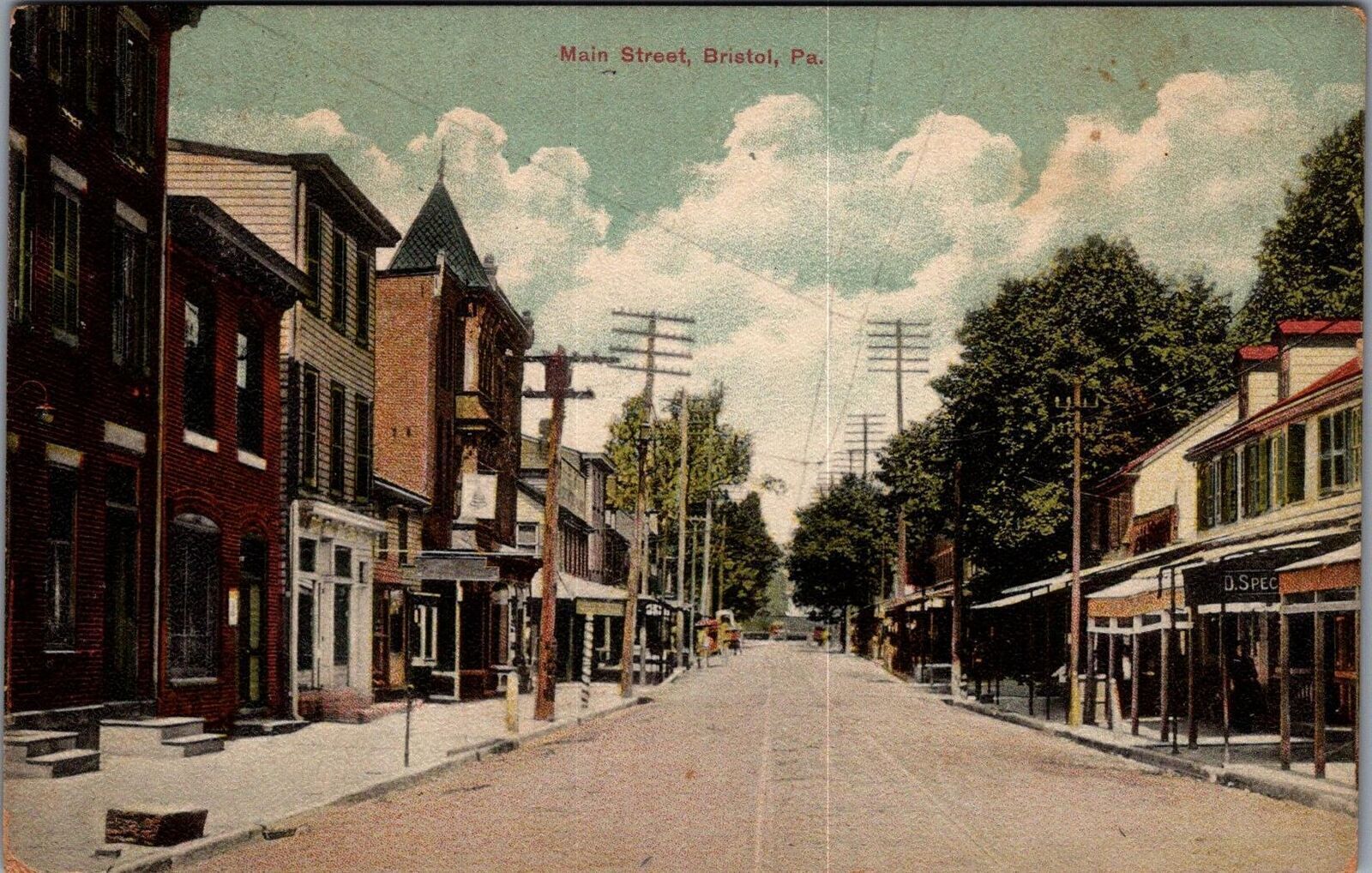 Postcard Main Street Bristol PA 1909