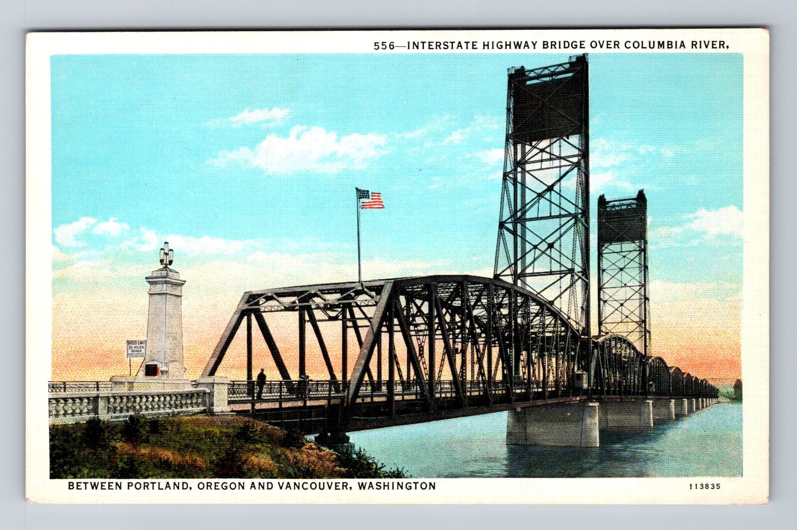 Vancouver WA-Washington, Interstate Hwy Bridge, Columbia River Vintage Postcard
