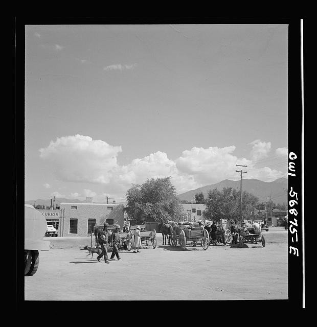 Photo:1930s Desert Town Wagon Market Arizona Carts Horses Curio Shop