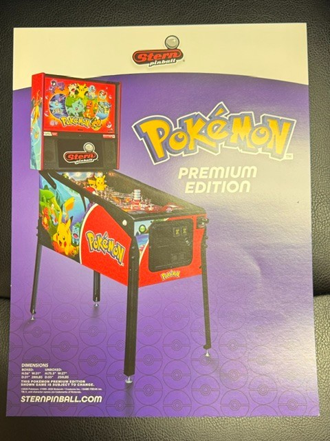 Stern Pinball Frameable Brochure - 8.5\'\' x 11\'\' - Pokemon - x2 Copies