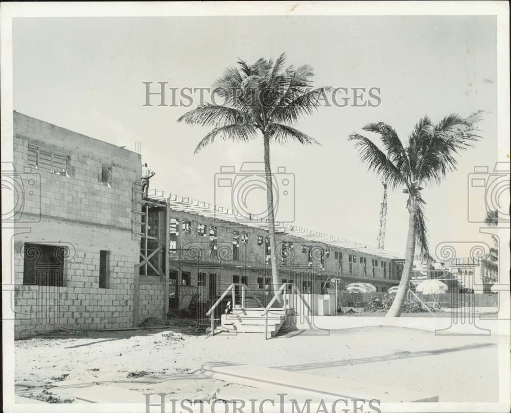 1956 Press Photo Construction of a building at Galt Mile in Fort Lauderdale