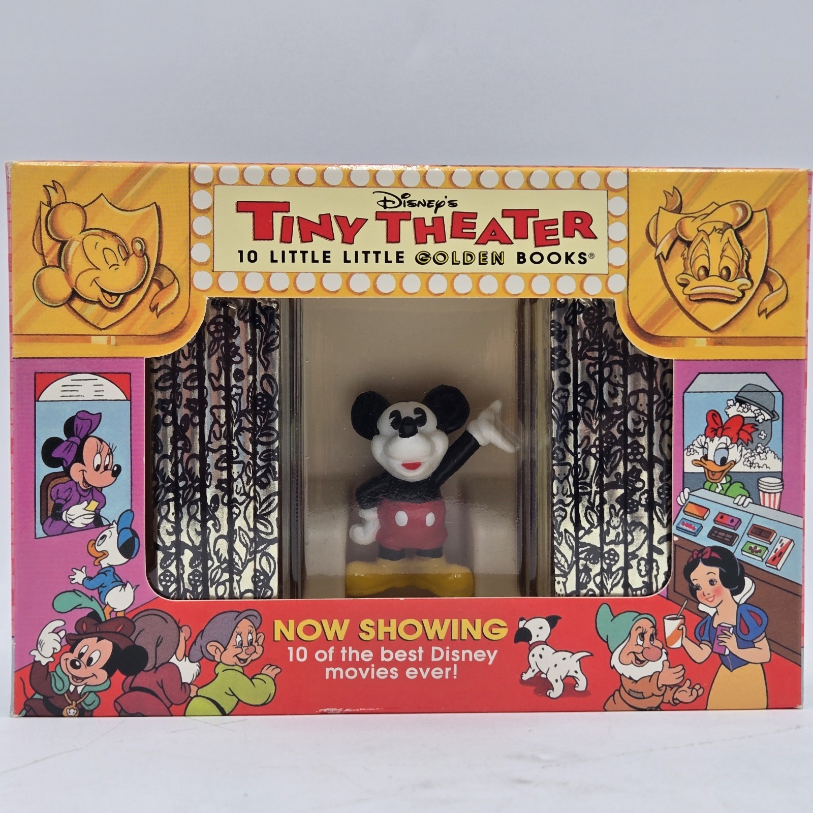 Vintage 1993 Disney Tiny Theater 10 Little Golden Books w/Mickey Figurine - NEW