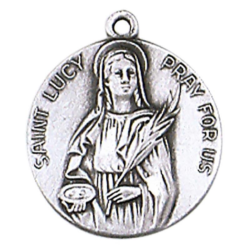 St Lucy Medal Size .75 in Dia and 18 in Chain Boxed for easy gift giving