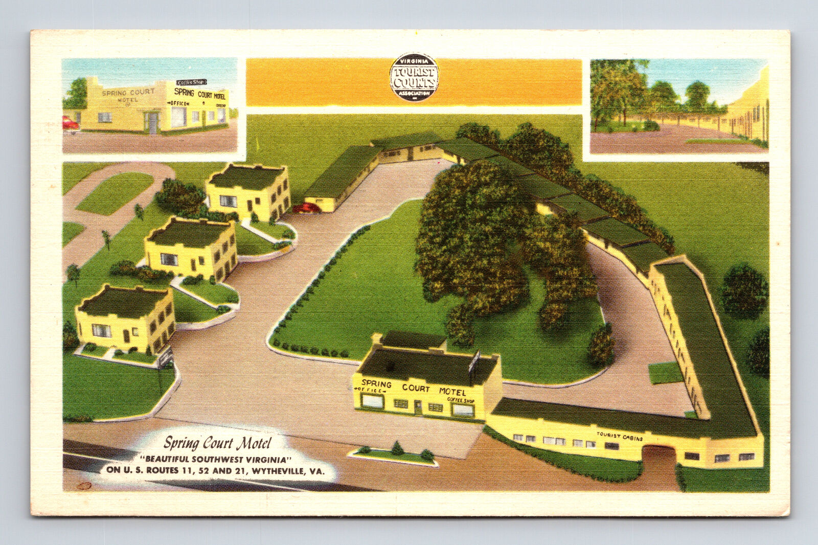 Spring Court Motel Cottages Wytheville Virginia VA Roadside America Postcard