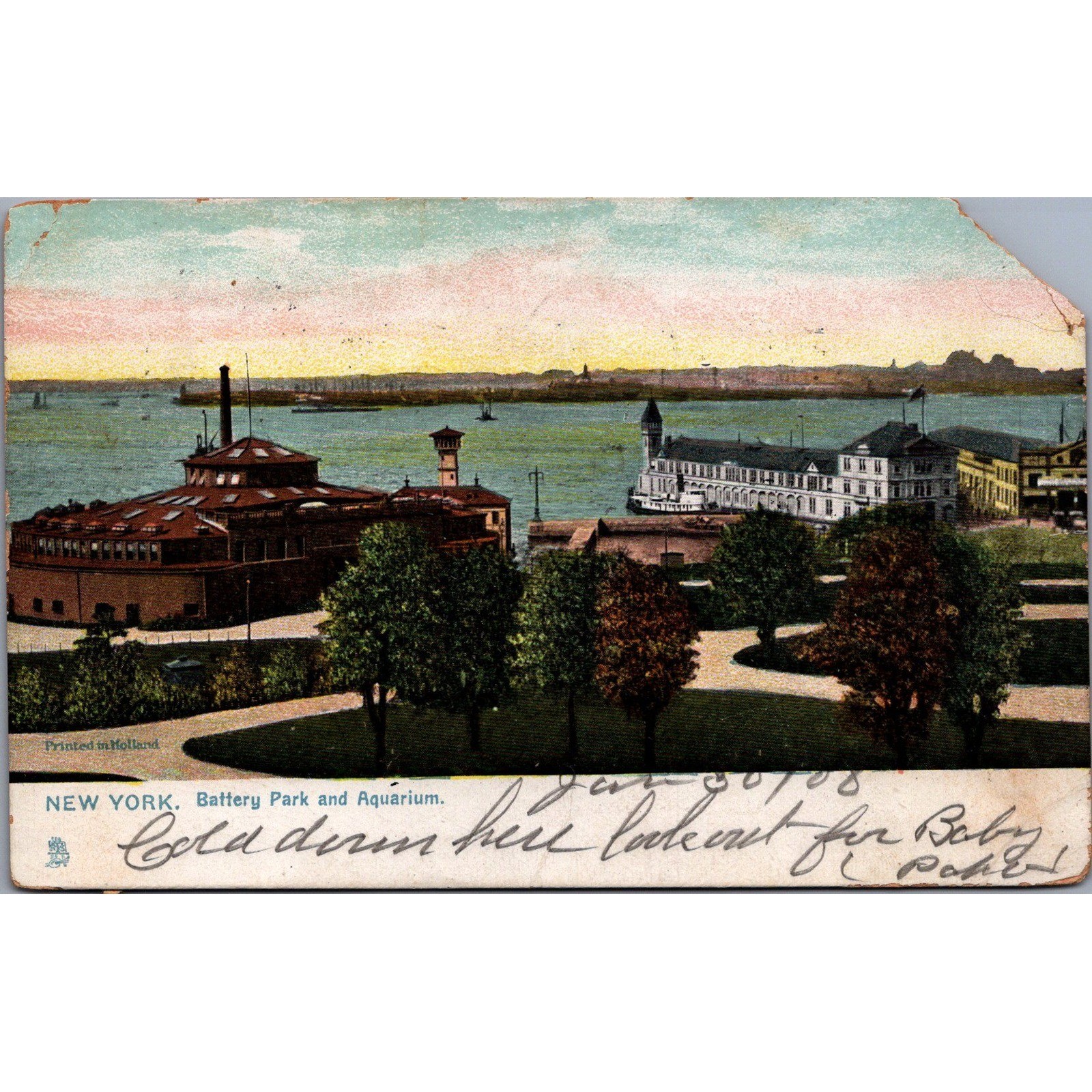 Raphael Tuck Postcard 3.5x5.5 Multi Fair Battery Park Aquarium NYC 1908 Antique
