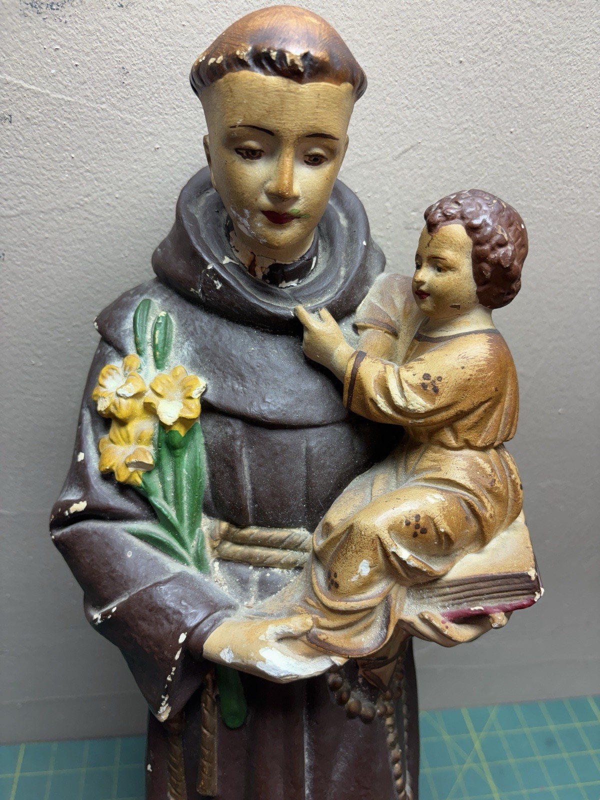 VTG St Anthony of Padua w/Infant Jesus Statue 20