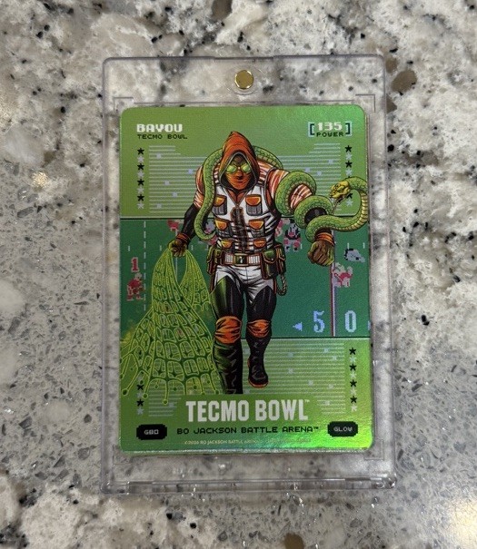 G8O Tecmo Bowl Bo Jackson Battle Arena Bayou Jamarr Chase GLOW Green Foil SP G8O Tecmo Bowl Bo Jackson Battle Arena Bayou Jamarr Chase GLOW Green Foil SP