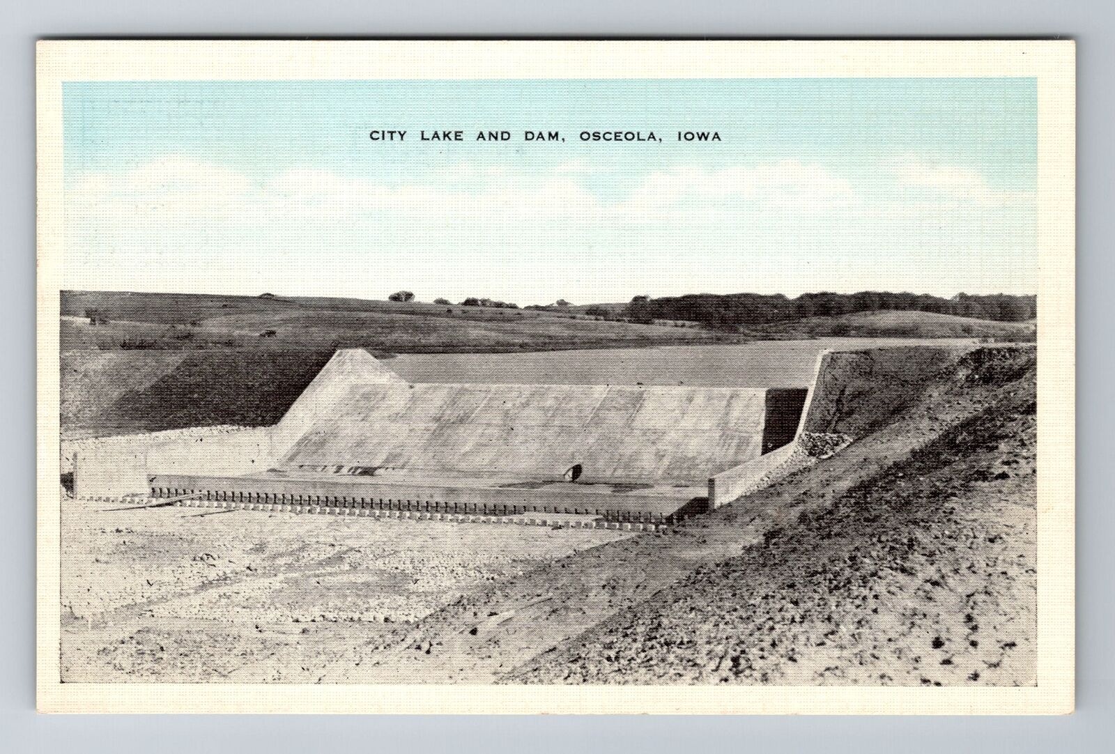 Osceola IA-Iowa, City Lake and Dam, Antique Vintage Souvenir Postcard