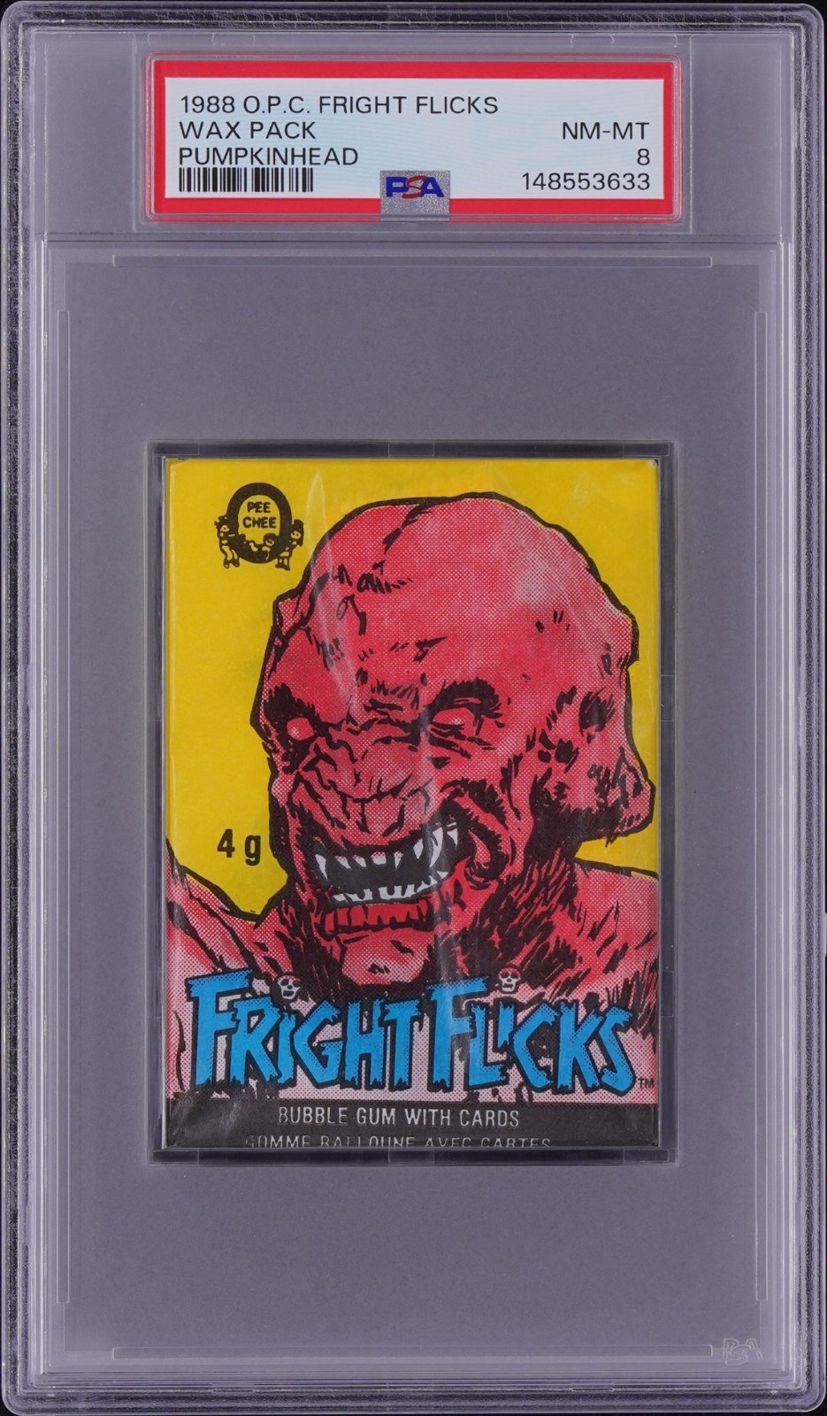 1988 O-Pee-Chee OPC Fright Flicks Wax Pack Pumpkinhead PSA 8 NM/MT
