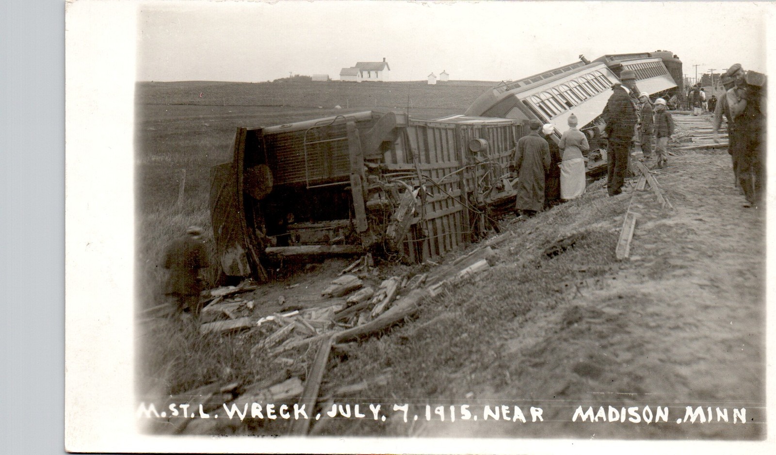 MSTL TRAIN WRECK madison mn 1915 postcard minnesota real photo rppc railroad