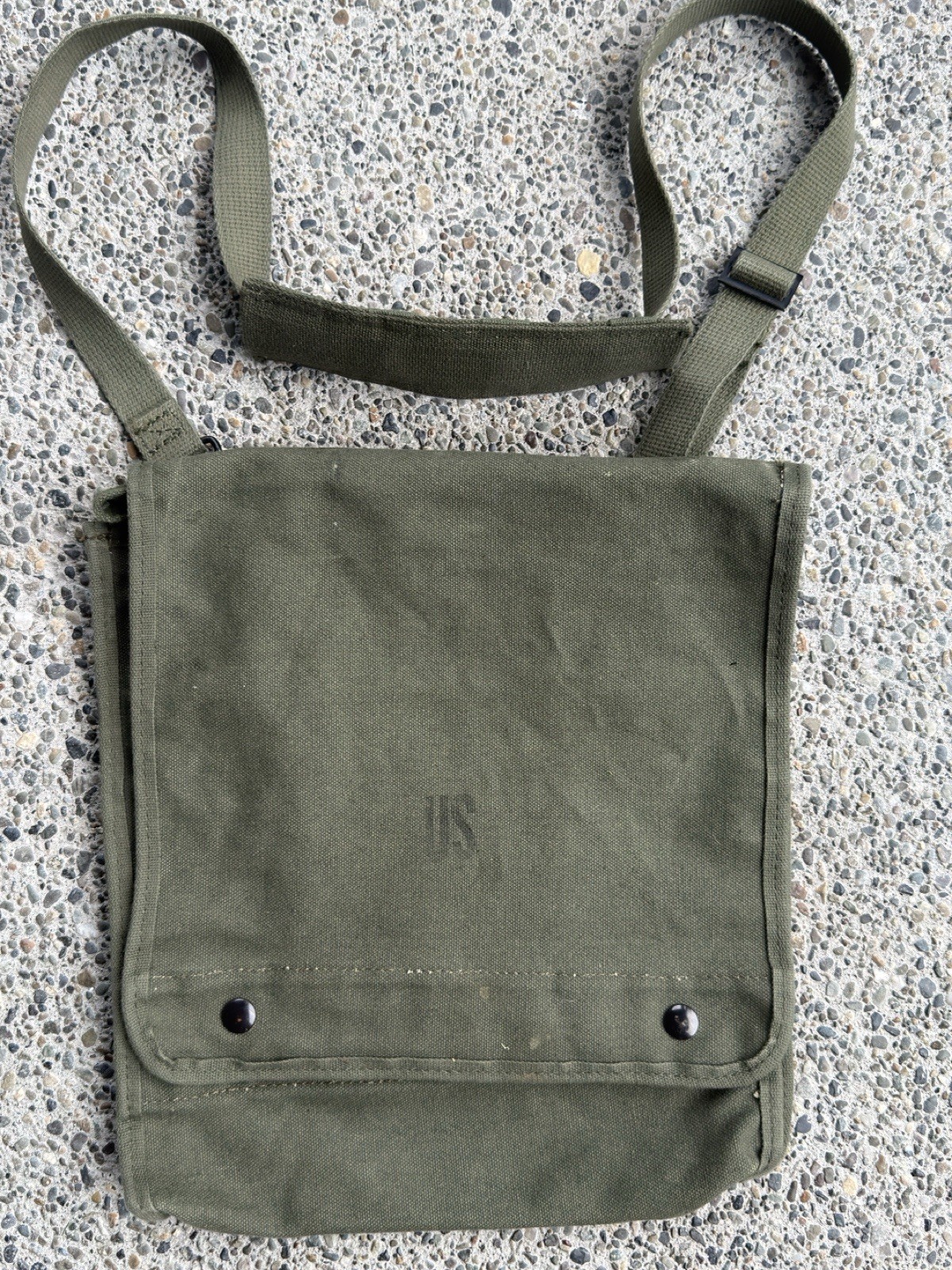 Vintage US Military Map & Photograph Case OD Canvas Shoulder Bag Army USA