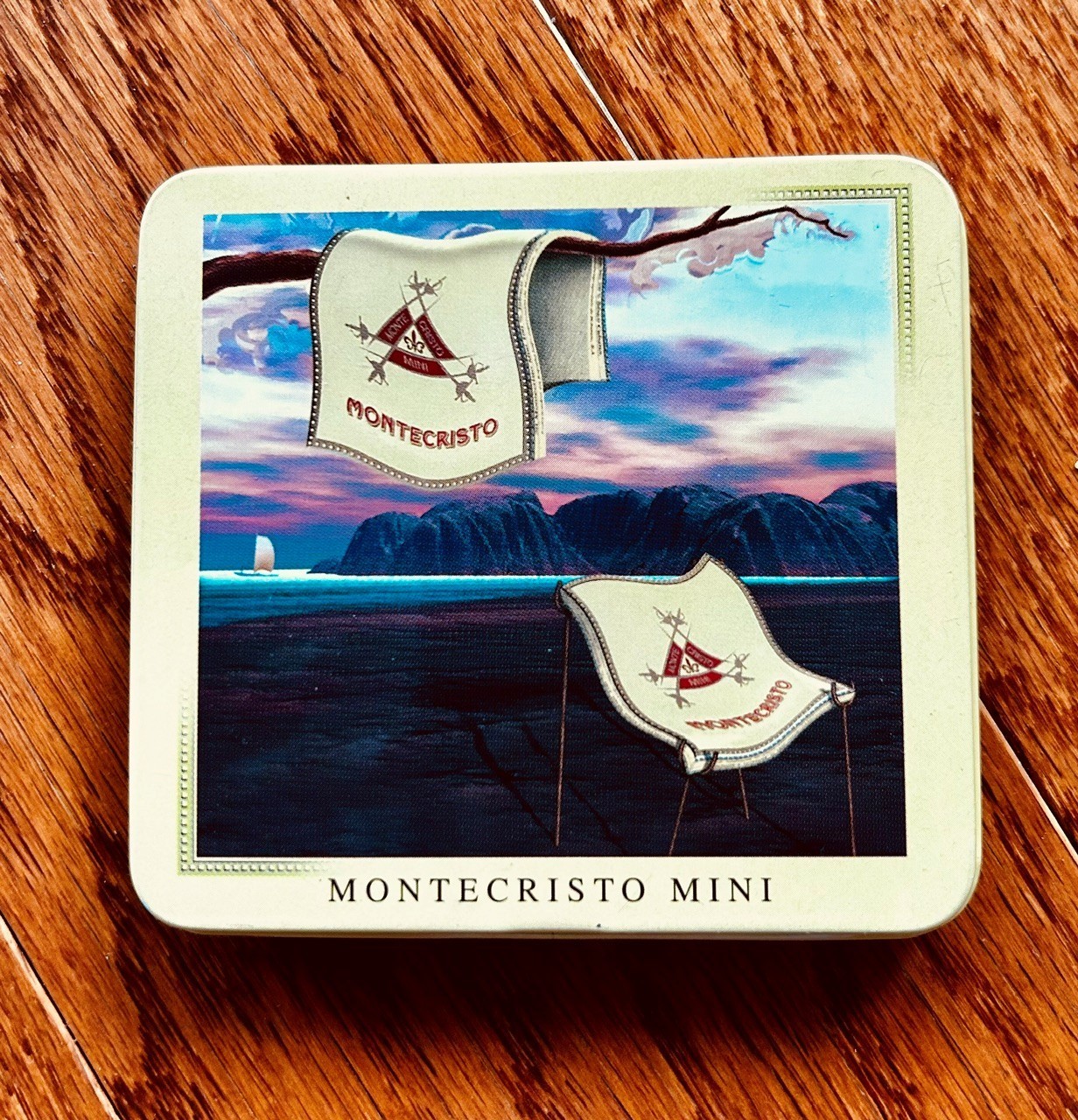 Vintage Montecristo Mini Empty Cigarillo Tin Box Tobacciana Collectible